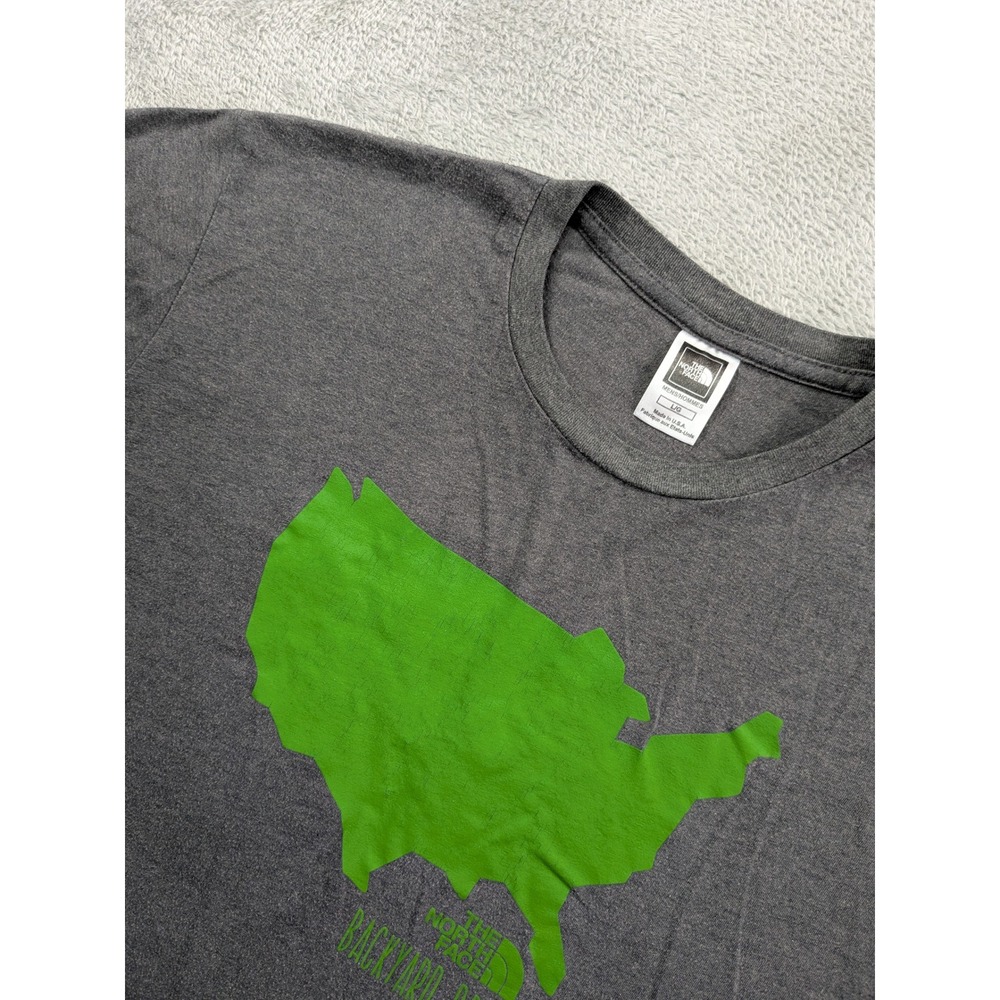 The North Face Backyard Project USA Graphic T-Shirt Mens L Gray Green Made USA